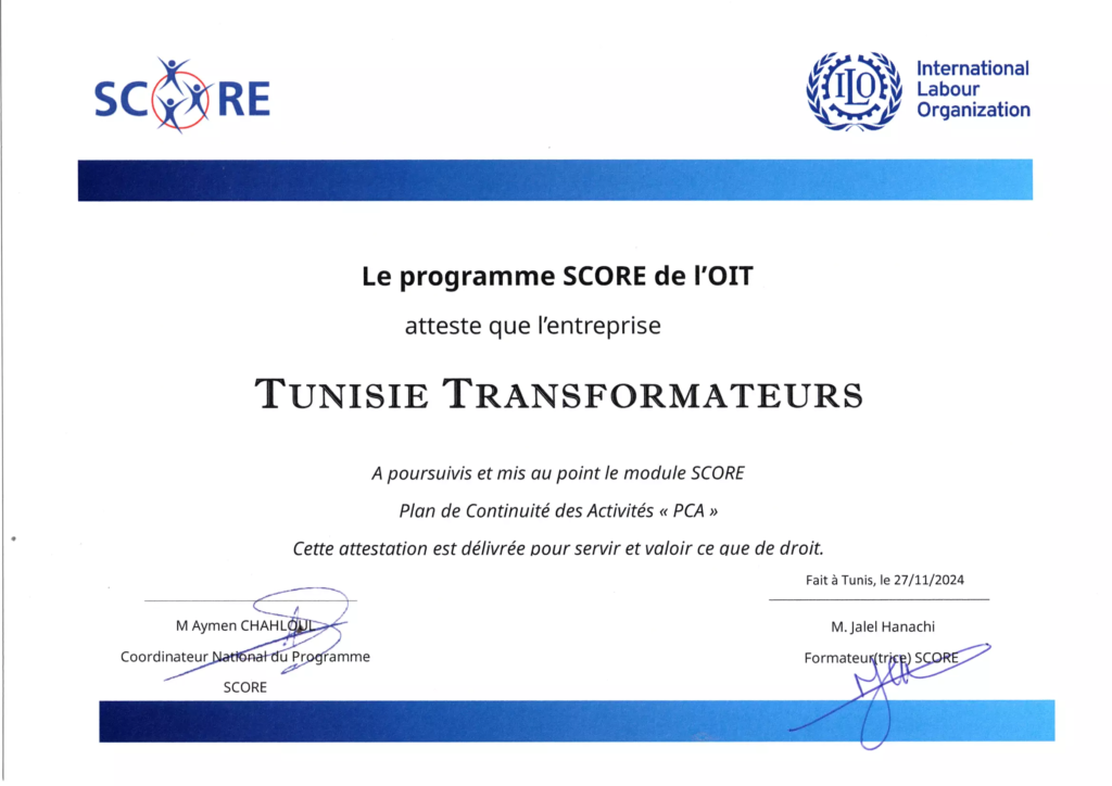 Attestation de participation SCORE-2